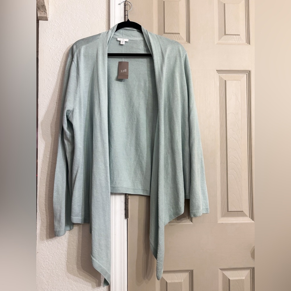 NWT J. Jill Robin’s Egg Blue Women's Linen Blend Lightweight Cardigan Size 1X